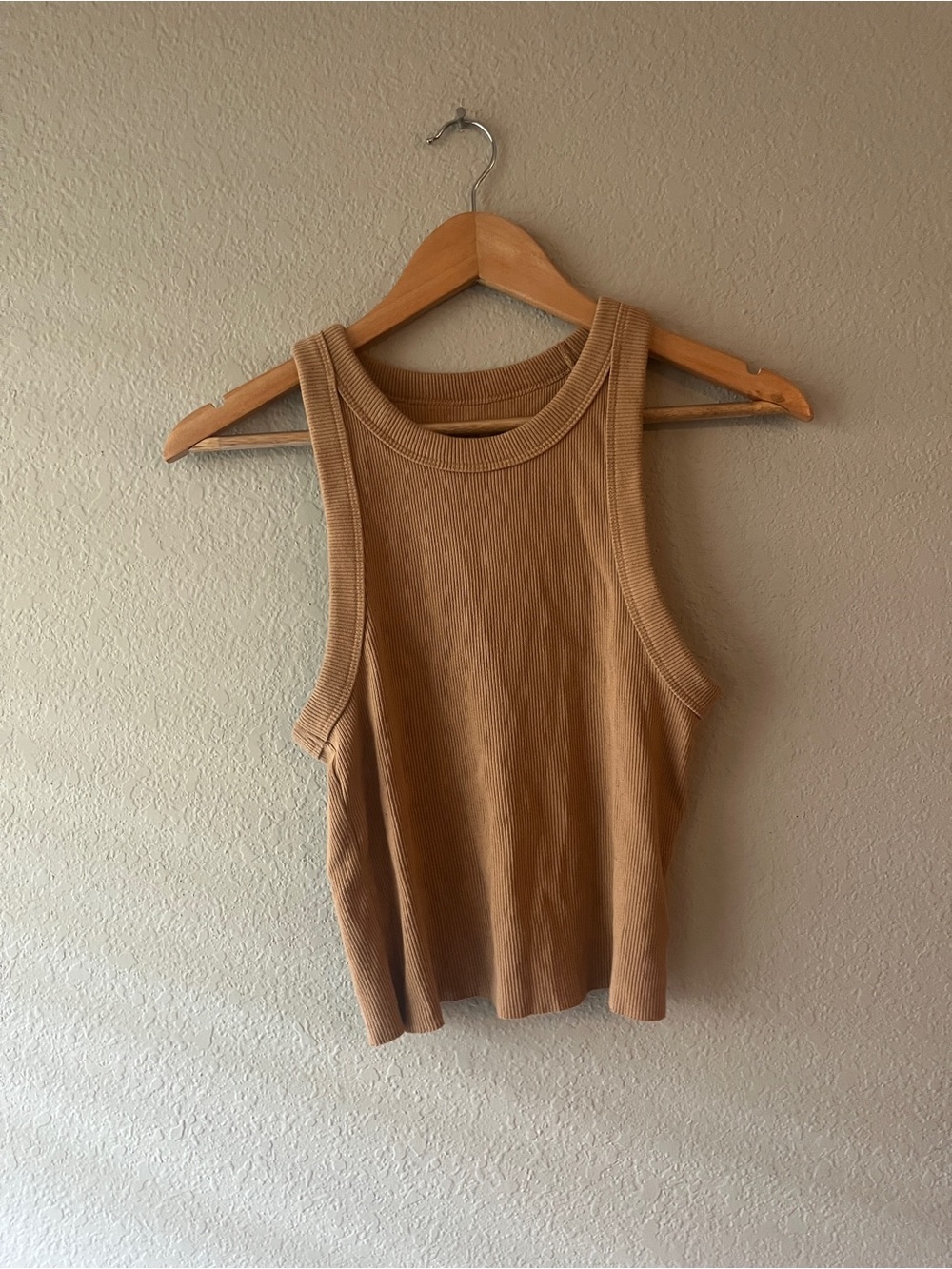 aerie Free Spirit Ribbed Tank Top in Camel Medium